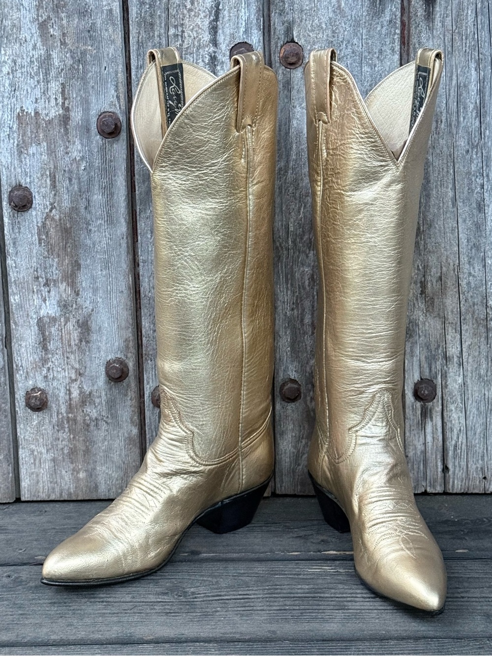 Rare Vintage Larry Mahan Tall Gold Women's Cowboy Boots